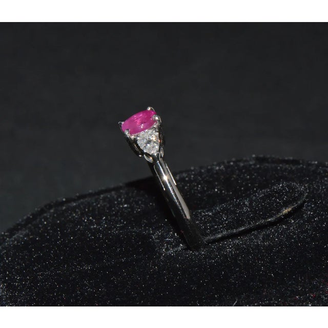 Early 21st Century Authentic Tiffany & Co. Natural 1.15Cts VS G Diamond Ruby 950 Platinum Engagement Ring, size 4.75 For Sale - Image 5 of 12