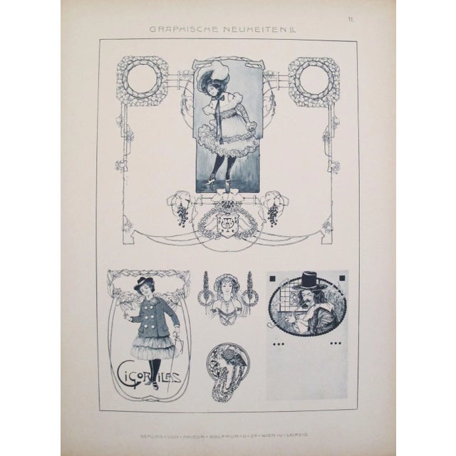 Vintage German Designer Sheets C. 1900 - A Pair For Sale - Image 4 of 6