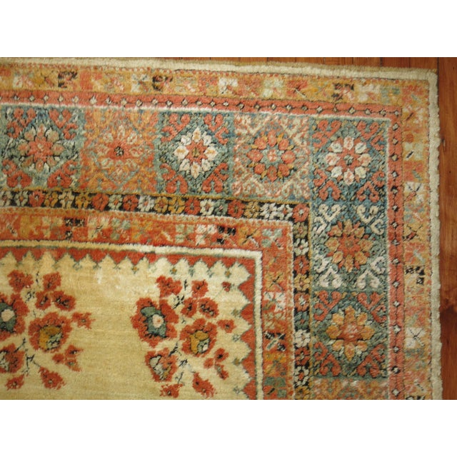Early 20th Century Ivory Antique Angora Wool Early 20th Century Turkish Oushak Rug - 4'8" x 7'2" For Sale - Image 5 of 6
