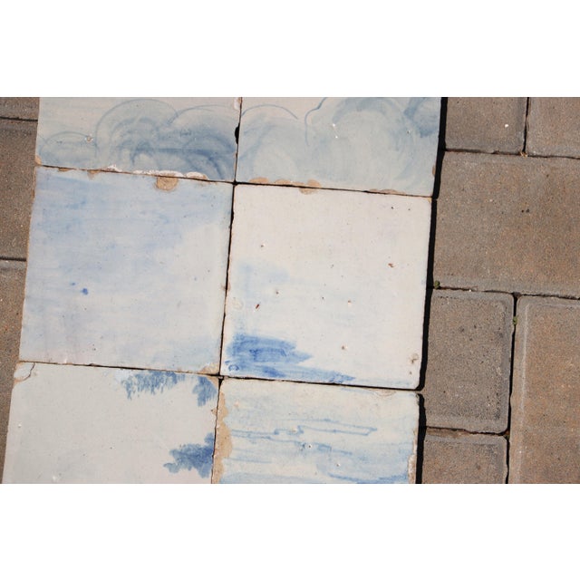 Antique 18th Century Portuguese Tiles Set of Six Featuring Soft Horizon and Cloud Motifs For Sale - Image 6 of 9