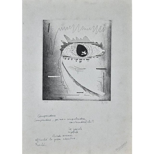 Understand is an original etching realized by Ennio Pouchard (1976). The artwork is in good conditions, numbered and part...