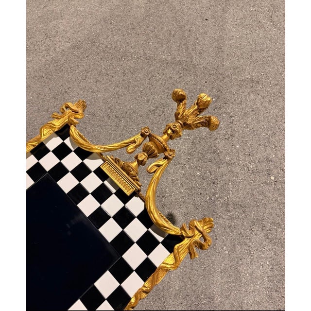 Carol Canner for Carvers Guild Checkered & Drapes Mirror Signed C. 1994 For Sale In Miami - Image 6 of 9