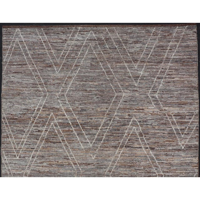 Gray Large Moroccan Style Modern Rug in Diamond Design by Keivan Woven Arts For Sale - Image 8 of 12