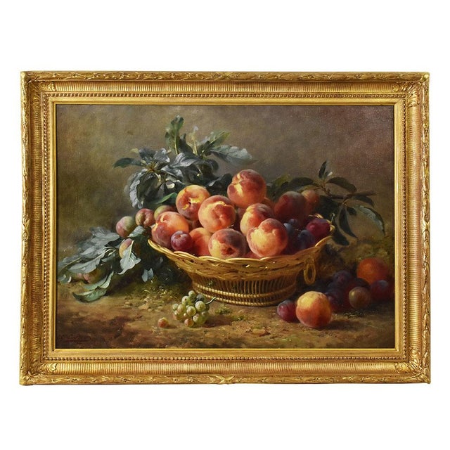 Gustave Émile Couder, Still Life with Fruit, Peaches and Plums, Oil on Canvas, 1894, Framed For Sale - Image 11 of 11