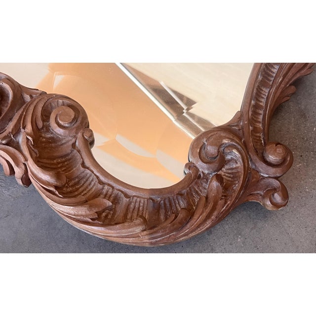 Spanish 20th Baroque Style Carved Walnut Ormolu Large Mirror For Sale - Image 14 of 18