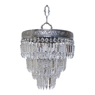 1950s Italian Silver Upside Down Layered Chandelier For Sale