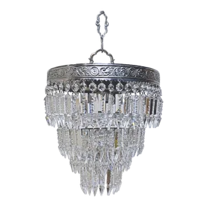 1950s Italian Silver Upside Down Layered Chandelier