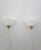 Magnificent pair of wall sconces, model 3671, by Glashütte Limburg. Germany, 1970s. White lacquered metal frame with brass...