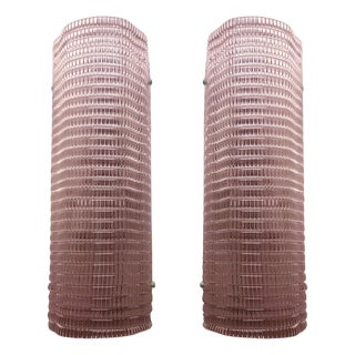 Diamanted Pink Rectangular Murano Glass Wall Lights by Simoeng, Set of 2 For Sale