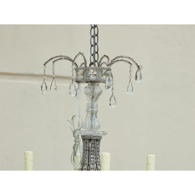 1920s French Four-Light Chandelier with Faceted Crystals and Beaded Strands For Sale - Image 11 of 12
