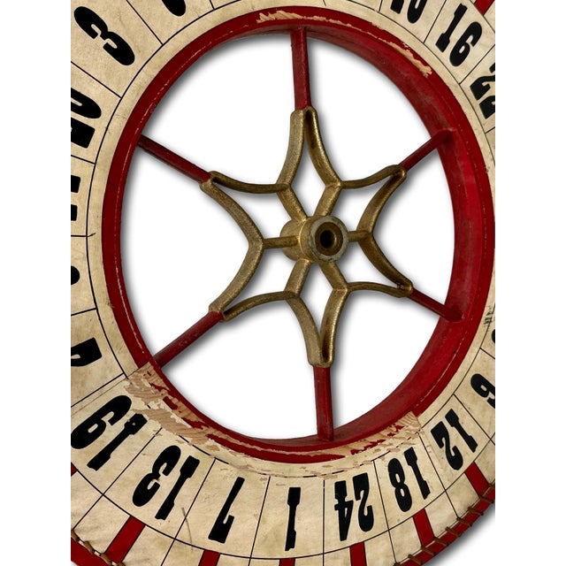 Wood Nice Antique American Hand Painted Wood & Metal Wheel of Fortune Gaming Wheel Circa Early 20th Century For Sale - Image 7 of 18