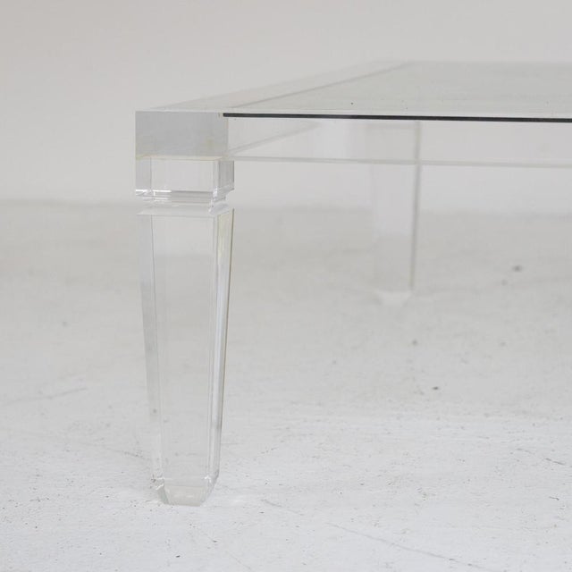Low Square Acrylic Glass Coffee Table with Glass Top from Fabian, Rome For Sale - Image 6 of 9
