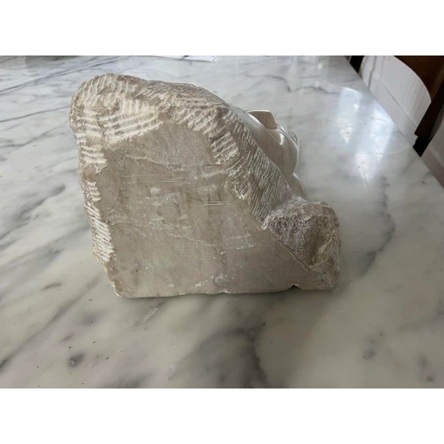 Beautifully detailed marble bust of a woman sleeping or meditating. Circa 1970s.