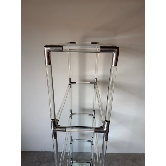 1970’s Mid-Century Modern Charles Hollis Jones Style Aluminum & Glass Five-Tier Étagère Display Shelf For Sale - Image 11 of 13
