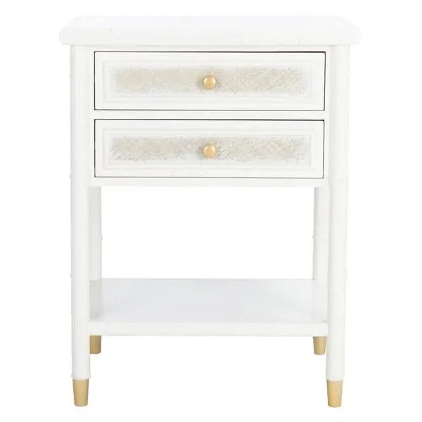 Ahab 2 Drawer 1 Shelf Accent Table - White/Gold For Sale - Image 11 of 11