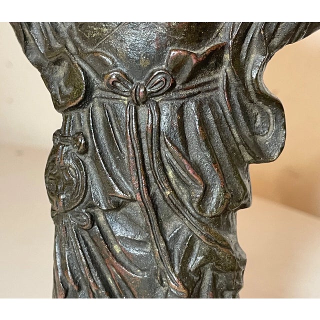 Rare Antique 18th Century Chinese Cast Bronze Figural Boy Fish Statue Sculpture For Sale - Image 14 of 18