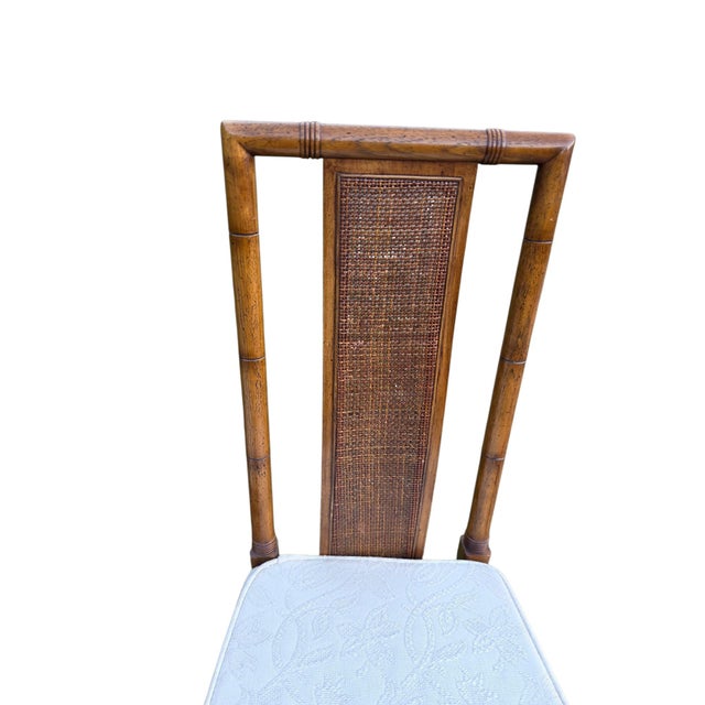Thomasville Vintage Faux Bamboo Cane High Back Dining Chairs Regency Pair For Sale In Philadelphia - Image 6 of 16