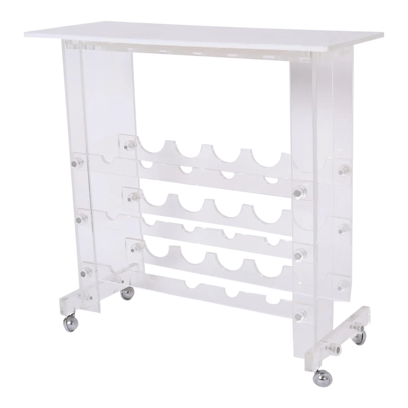 Mid Century Acrylic or Lucite Bar Cart Wine Rack Chairish