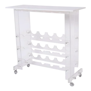 Mid Century Acrylic or Lucite Bar Cart Wine Rack