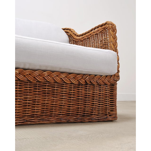 Pair of Michael Taylor Style Organic Modern Wicker Rattan Sofas For Sale - Image 14 of 18