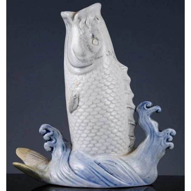 19th Century Japanese Hirado Porcelain Leaping White Koi For Sale In Chicago - Image 6 of 6