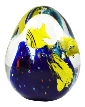 Italian Murano Hand Blown Double Sided Fish Aquarium Paperweight Glass Art