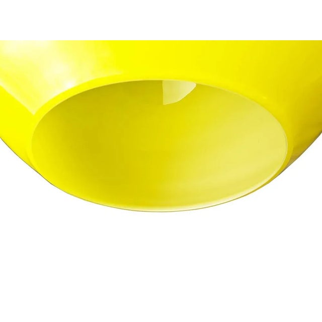 Metal Yellow and White Incamiciato Murano Glass Pendant Lamp by A. Pianon for Vistosi, 1960s For Sale - Image 7 of 14