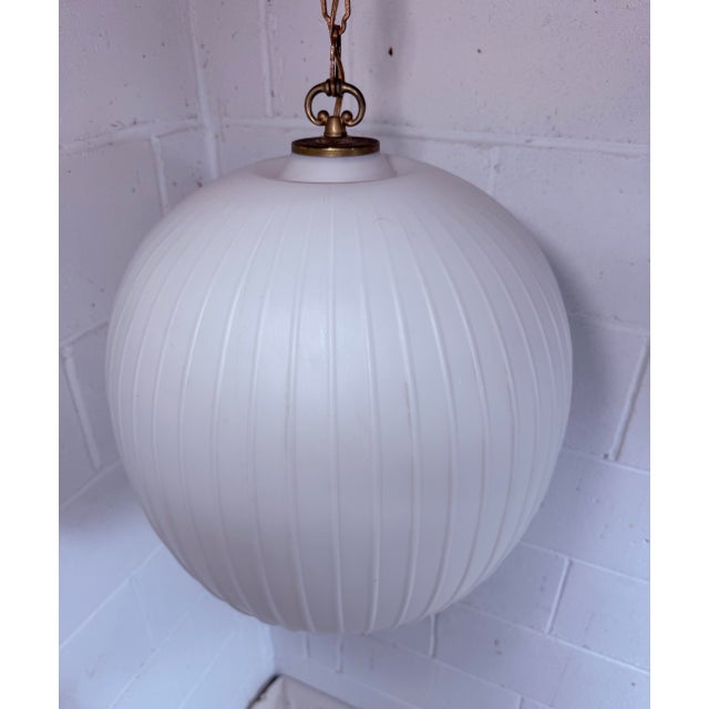 Vintage Mid-Century Modern Bologna Pendant Lamp Aloys F Gangkofner Sphere Opaline Glass 1954 For Sale - Image 9 of 14