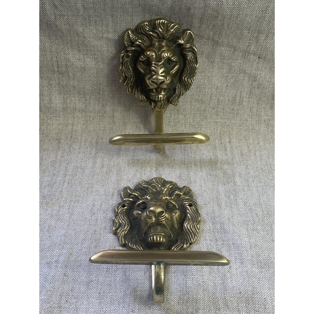 Vintage Brass Lion Head Coat Hooks, 1940s, Set of 2 For Sale - Image 14 of 15