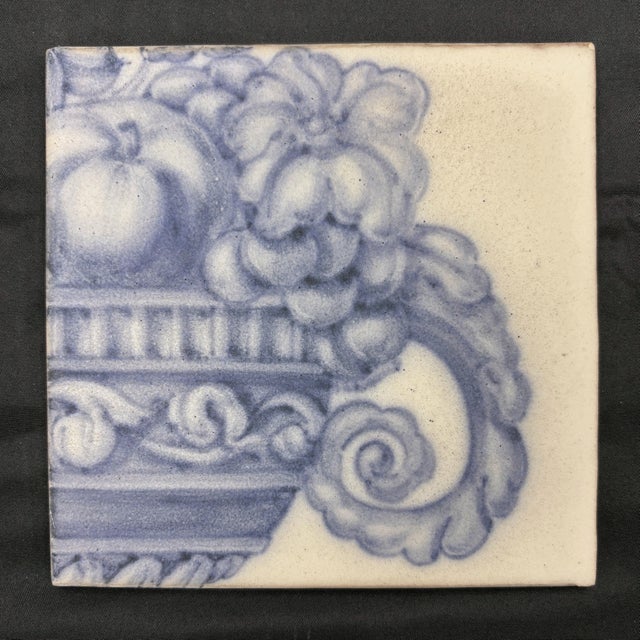 Ceramic Decorative Ceramic Tile Panel - Watteau Fruit Urn For Sale - Image 7 of 10
