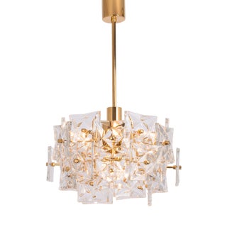 Chandelier in Brass and Crystal Glass from Kinkeldey, Germany, 1970s For Sale