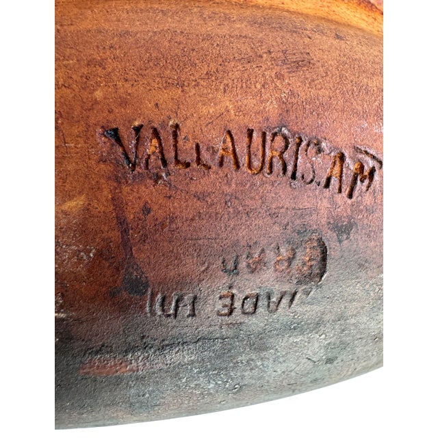 Vallauris Vintage Vallauris Am French Glazed Terracotta Lidded Casserole Pot With Handle For Sale - Image 4 of 15