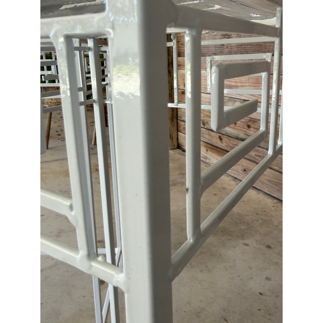 Pair of Vintage Coastal Regency Greek Key Plant Stands For Sale - Image 10 of 12