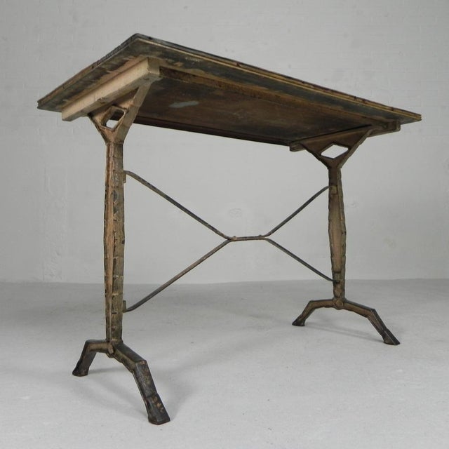 Art Deco Bistro Table with Oak Top on Cast Iron Table, 1930s For Sale - Image 10 of 18