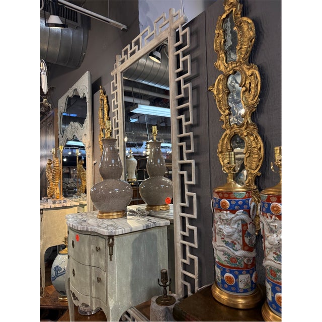 Large Rectangular Mirror With Geometric Greek Key Frame For Sale - Image 4 of 4
