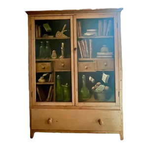 Antique English Pine Handpainted Cabinet