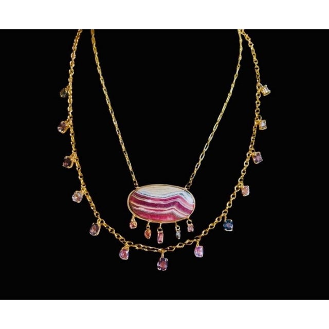 Gold Spinel Necklace With 14k Gold Oval Link Chain For Sale - Image 8 of 11