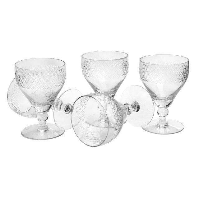 Mid Century Cut Crystal Goblets- Set of 11 For Sale - Image 4 of 4