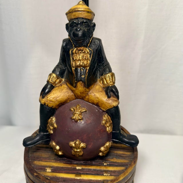 Vintage Maitland Smith Style Singerie Monkey Bellhop Table Lamp For Sale - Image 11 of 12