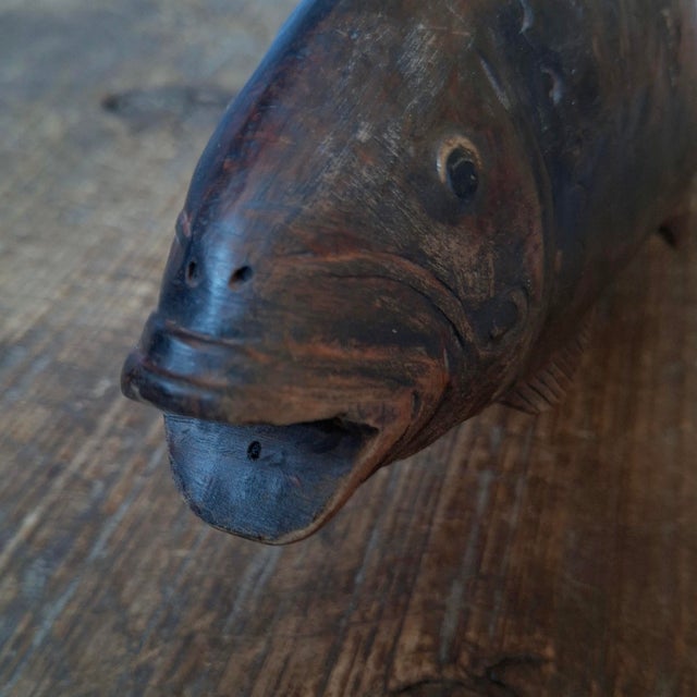 Black Antique Japanese Sign with Wooden Jizai Kagi Fish, 1890s For Sale - Image 8 of 13