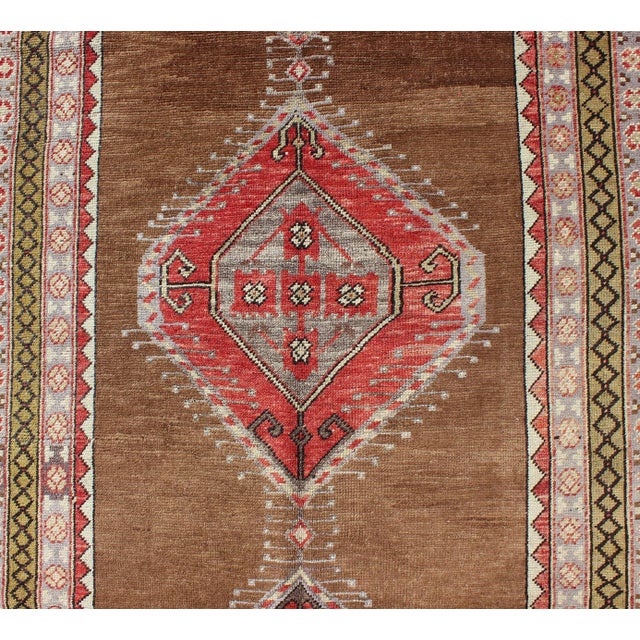 Vintage Turkish Oushak Rug With Three Large Medallions and Multiple Borders 4'3"x9'11" For Sale In Atlanta - Image 6 of 8