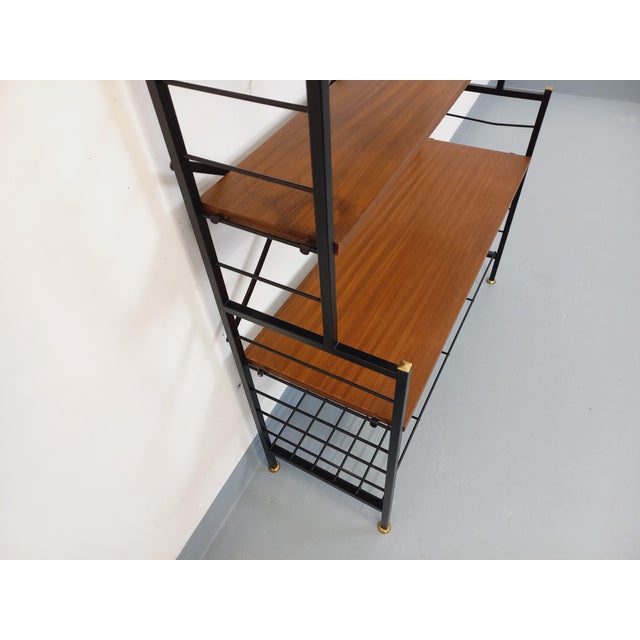 Vintage Italian Teak and Metal Bookcase, 1960s For Sale - Image 3 of 15