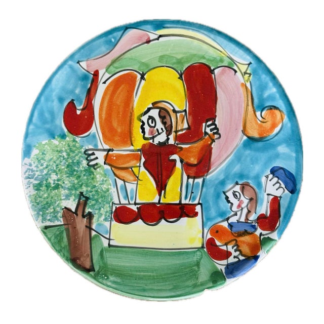Italian Wall Art in the Style of DeSimone Hand Painted Plates Collection - Set of 5 For Sale - Image 10 of 12