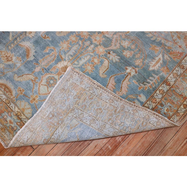 Early 20th Century Early 20th Century Zabihi Collection Sky Blue Peach Persian Sarouk Accent Rug - 4'3" x 6'7" For Sale - Image 5 of 10