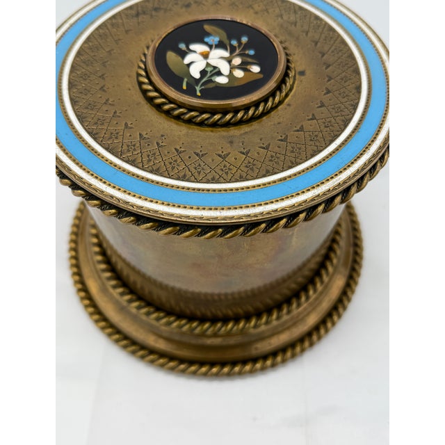 Grand Tour Bronze, Two-Tone Enamel & Pietra Dura Dressing Box or Humidor C. 1880 For Sale - Image 10 of 12