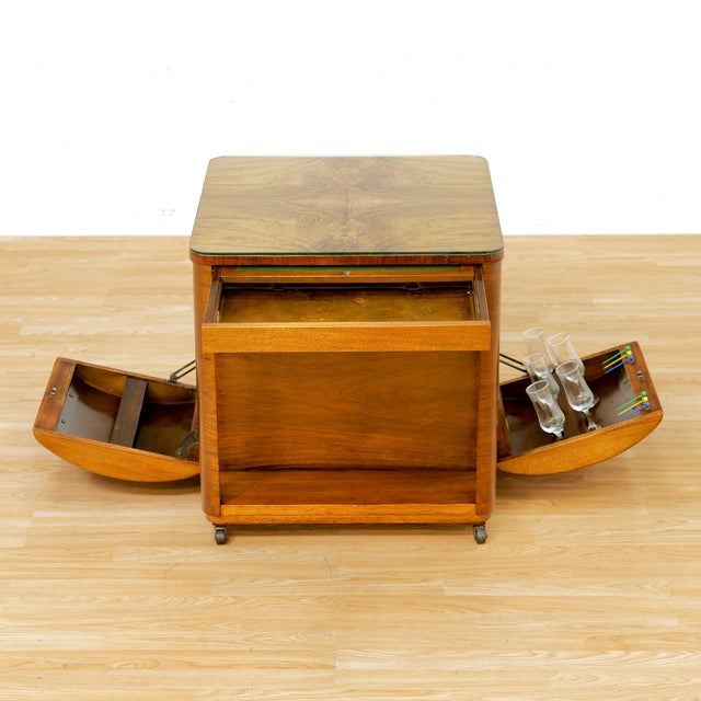 1950s Art Deco Revival Walnut Dry Bar Cart Side Table by Incorporall For Sale - Image 12 of 17
