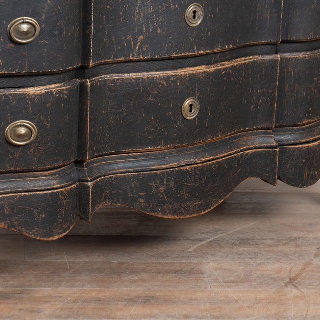 18th Century Black Painted Oak Rococo Chest of Drawers From Denmark For Sale - Image 11 of 14