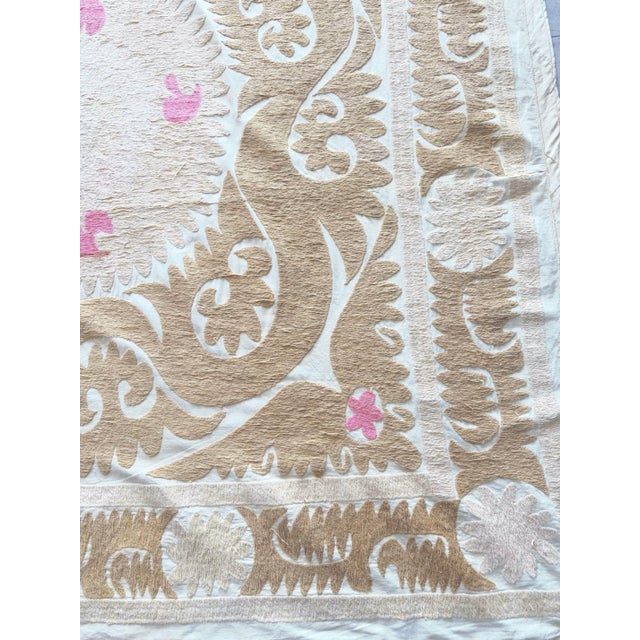 Bohemian Suzani Tablecloth From Bukhara 4'8'' X 5'1'' For Sale - Image 4 of 9