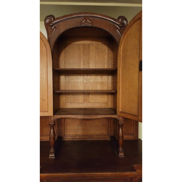 1890s Rare Art Nouveau Eugene Gaillard Maison Bing Oak Hutch Sideboard Signed For Sale In San Diego - Image 6 of 18