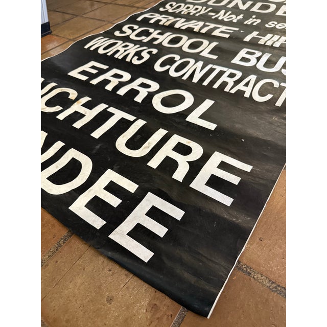 Black and White Monumental Vintage 1990’s Scottish Transportation Bus Destination Roll Sign For Sale In San Antonio - Image 6 of 12